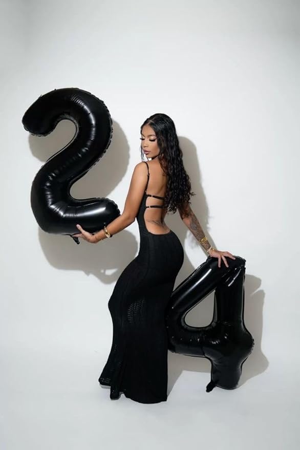 23 Balloons Number 40 Inch, Big Foil 23th Birthday Balloons Decorations for Women, Black Number Balloon for 2 3 23 32 Wedding Memorial Day's Graduation Supplies