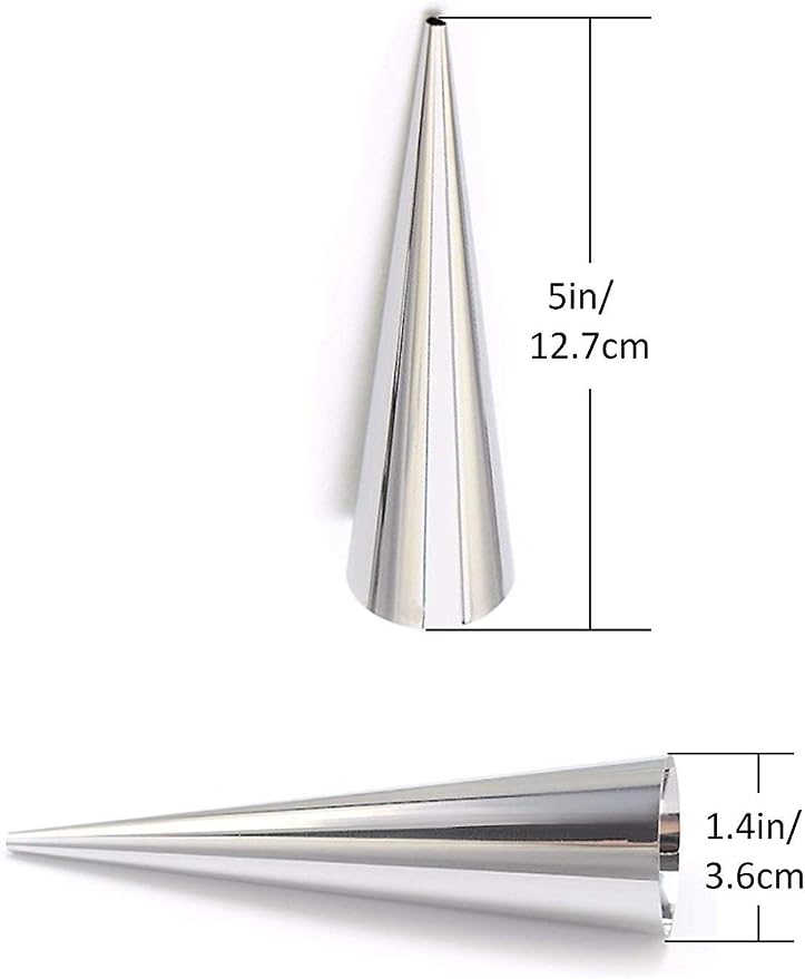 Joyeee 30 Pack Non-stick Large Cream Horn Molds - 5" Stainless Steel for DIY Cooking Danish Pastry, Lady Lock Form, Croissant Roller, Ice Cream Egg Roll