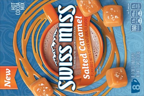 Swiss Miss Salted Caramel Flavored Hot Cocoa Mix, Hot Cocoa Bar Supplies, 1.38 oz., 8-Count Envelopes (Pack of 12)
