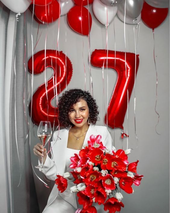 Red Number 2 Balloon 40 Inch, 2nd Birthday Decoration for Toddlers Girls Boys, Sparkling 2 Number Balloon Party Decor