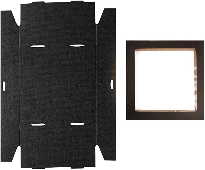 Restaurantware Cater Tek 9 x 9 x 2.4 Inch Baked Goods Boxes 100 Greaseproof Pastry Boxes - Window Lids Insert Tab Lock Black Paper Catering Boxes Easy Assembly For Charcuterie Or Cupcakes