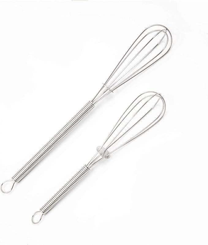 4 Pack Mini Wire Kitchen Whisks Small Egg Whisk Gravy Sauce Mini Whisk Silver-Each of 2PCS 5 Inches and 7 Inches