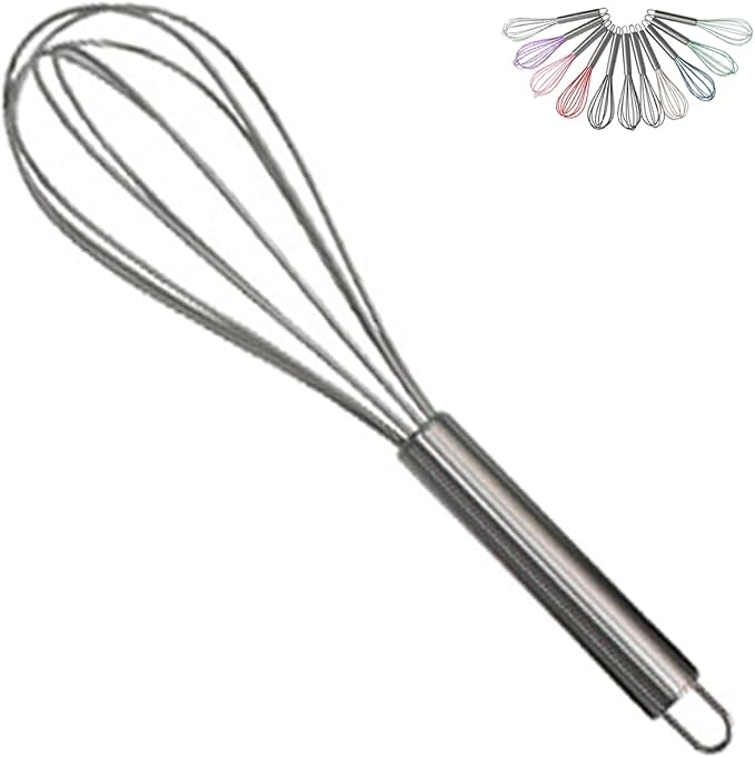 1-Piece Light Gray Silicone Whisk with Stainless Steel Handle BRIIEC 10-inch Egg Beater Milk Beater Balloon Whisk Manual Baking Tool for Blending Stirring Whisking and Beating
