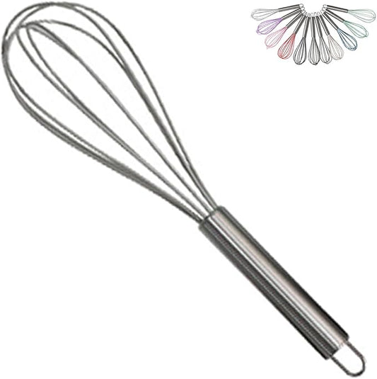 1-Piece Light Gray Silicone Whisk with Stainless Steel Handle BRIIEC 10-inch Egg Beater Milk Beater Balloon Whisk Manual Baking Tool for Blending Stirring Whisking and Beating