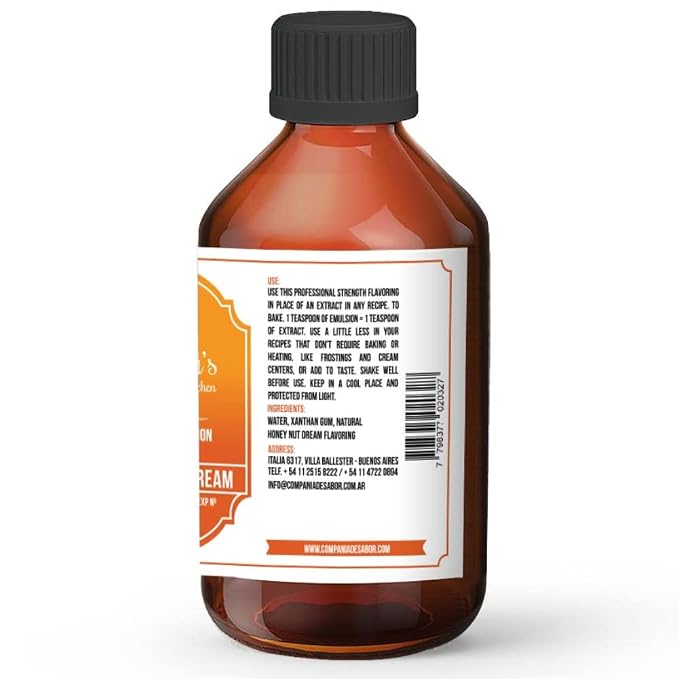 Gusteau's - Honey Nut Flavor Bakery Emulsion, 4 fl oz (100ml) Alcohol Free, Sugar Free, Kosher (Honey Nut)