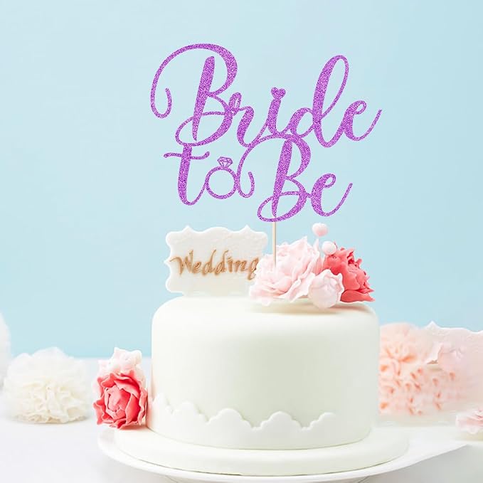 Glitter Bride to Be Cake Topper - Bridal Shower Cake Topper,for Wedding Shower/Engagement/Bachelorette/Hen Party Decorations (purple)