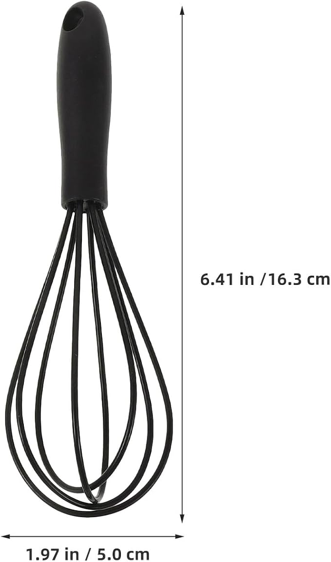 INOOMP 4pcs Mini Silicone Whisks 6-inch Stainless Steel Kitchen Egg Beater Handheld Mixing Tools for Cooking Baking with Colored Silicone Coated Wires Black and Green