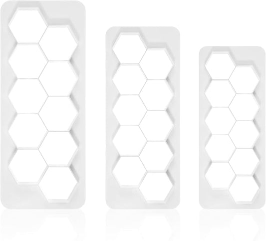 3Pcs Hexagon Cookie Cutter, 3 Size Plastic Cake Fondant Cutter Biscuit Cutters Geometric Baking Tools Cake Decorating