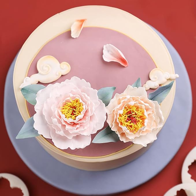SK 5-Piece Peony Fondant Cutters Set Sugarcraft Modeling Tools Kit for Cake Decoration White