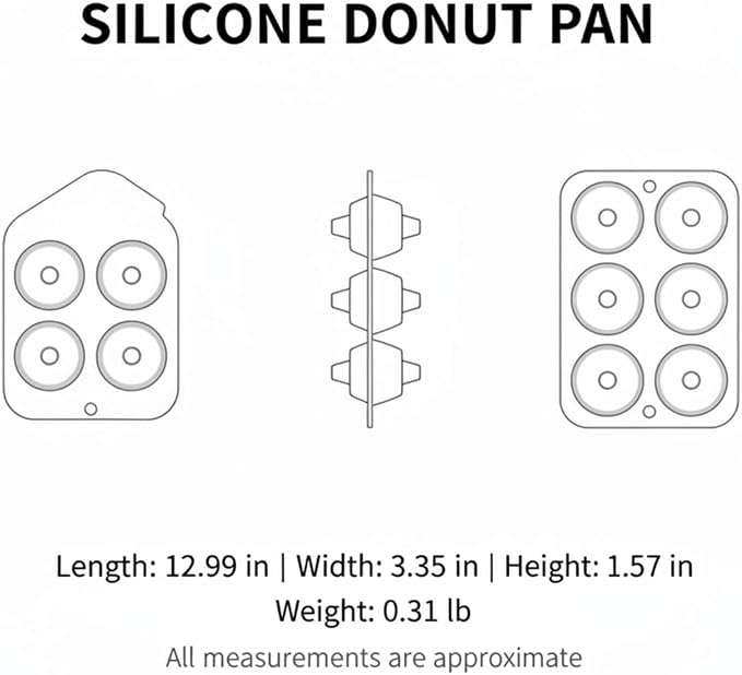 Silicone Donut Pan, 6-Cavity Non-Stick Baking Mold for Uniform Shapes, Flexible Tray Fits Half-Sheet Pans (1 PC)