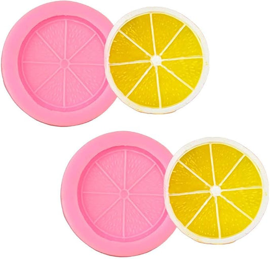 2Pcs Lemon Slice Fondant Mold Orange Fruit Piece Silicone Chocolate Candy Cake Cupcake Decorating Tool Polymer Clay Epoxy Resin Mold