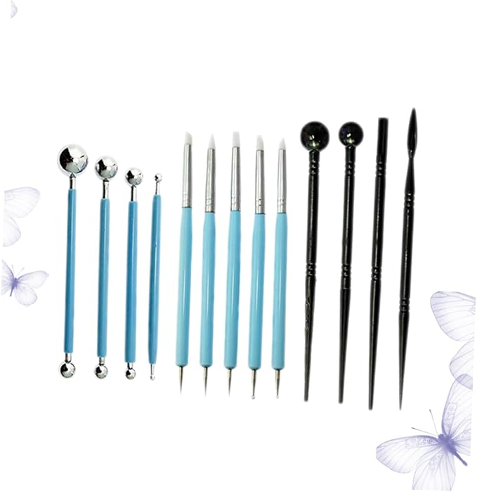 PRETYZOOM 13 Pcs Fondant Sculpting Tools Set Cake Decoration Pens for Sugar Craft Dough Engraving and Modeling Kit for Bakery Pottery and DIY Cake Decoration