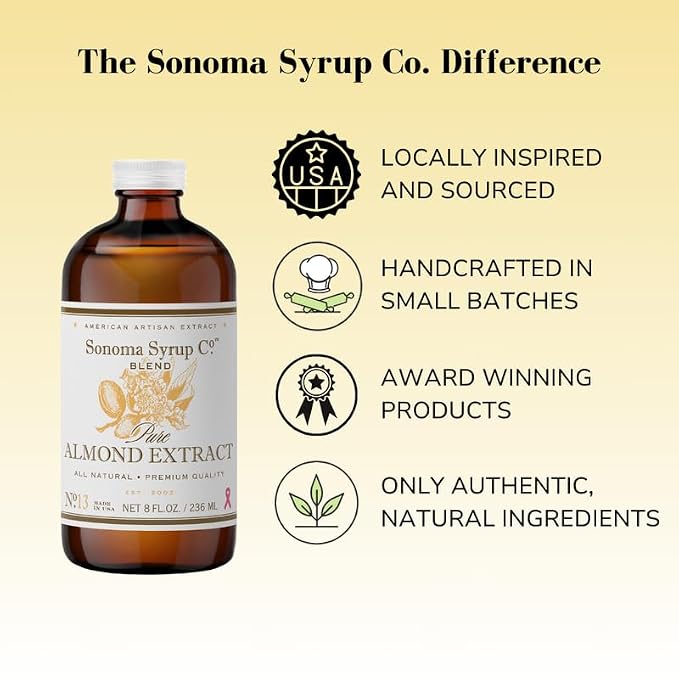 Sonoma Syrup Co Pure Almond Extract 8 oz | for Baking | Hand Crafted in the USA