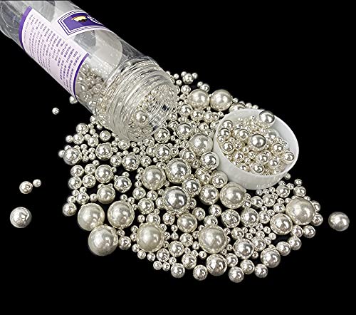 Edible Pearl Sugar Sprinkles Silver Candy 120g/ 4.2oz Mixing Size Baking Cake Decorations Cupcake Toppers Cookie Decorating Ice Cream Toppings Celebrations Shaker Jar Wedding Shower Party Chirstmas