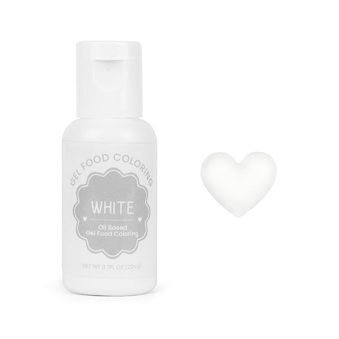 Oil Based Food Coloring for Chocolate, 20ml Edible White Oil Based Food Coloring Gel for Cake Decorating, Sugar, Candy Melts, Baking, Cookies, Icing Frosting, Meringues, Cream- 0.7 Fl. Oz(White)