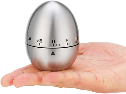 Egg Timer Wind up Kitchen Cooking Timer Reminder Mechanical Reminder Cute Mechanical Rotating Alarm with 60 Minutes for Cooking (Silver)