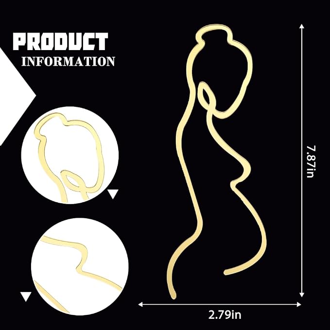 Pregnancy Line Art, Acrylic Cake Topper - Pregnant Woman Happy Birthday Cake Topper, Gold Mirror Finish, Mother To Be Party Decorations