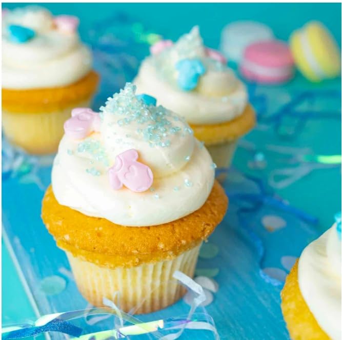 Oasis Supply Baby Shower Sprinkles & Sugar Shapes – Edible Decorations for Cakes, Cupcakes, and Cookies – Gender Reveal, Boy, Girl, and Neutral Party Baking Decorations - - Pink & Blue Baby Onesies