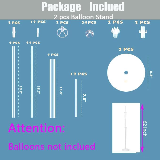Leesoot 2 Sets Floor Balloon Column Kit Stand with Base and Pole Backdrop Decoration for Graduation Wedding Birthday Baby Shower Gender Reveal Party Balloon Tower Balloon Tree