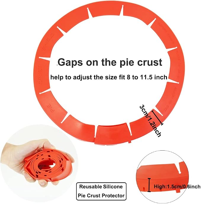 Adjustable Silicone Pie Crust Shield Protectors - BPA-free Kitchen Tool for Baking Pizza, Fits 8-11.5 Inches (Red-2pcs)