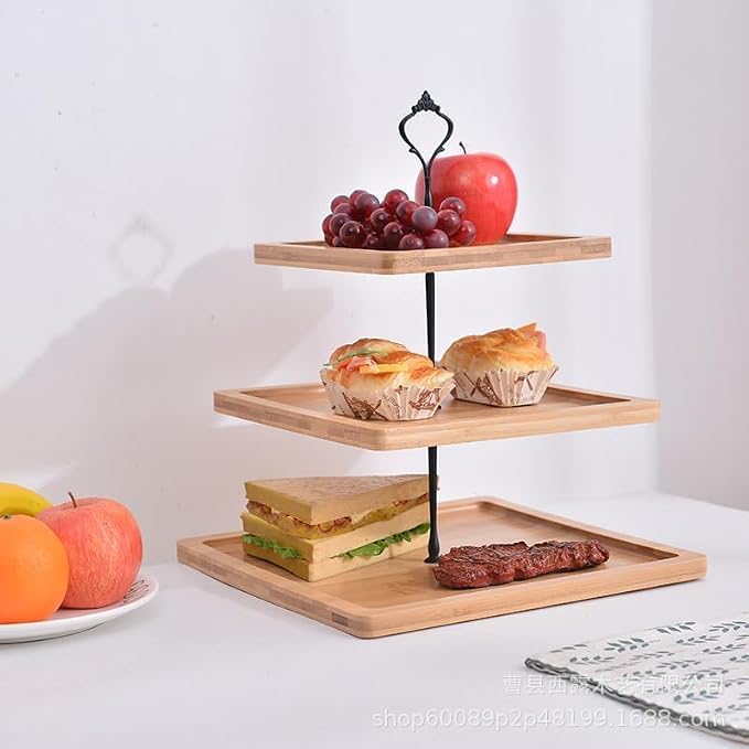 BetterJonny 6 Sets 3 Tier Cake Plate Stand Stand Handle, Cake Stand Hardware Handle Fittings Hardware Holder for Wedding and Party Making Dessert Platter Stand（Black）