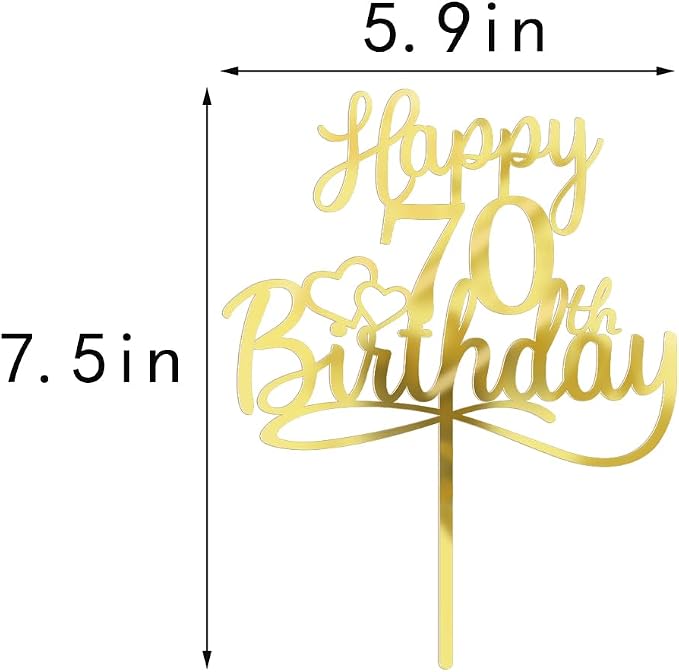 Sleyberoy Acrylic Happy 70th Birthday Cake Topper- Hello 70,Cheers to 70 Years,70th Anniversary/Birthday Party、 men and women Happy seventy Birthday Selected cake decoration(70th)