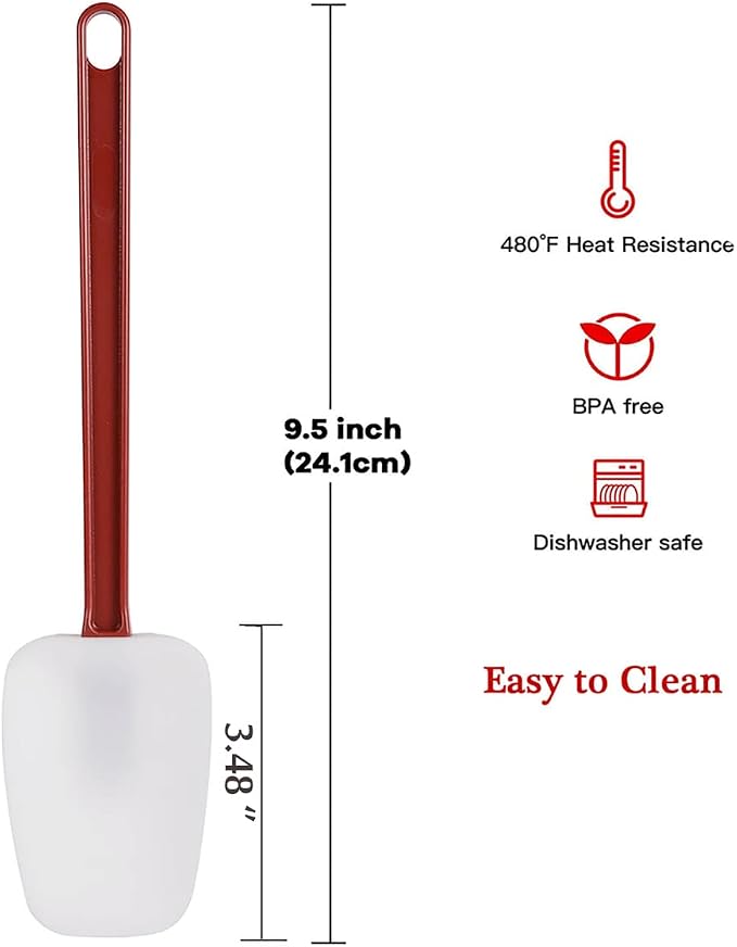 Commercial Spoonula Rubber Spatula Set, High Heat Spatula Spoon 9.5 Inches, Commercial Spatula for Cooking, Rubber Spatula Set Resistant to 500℉ (2 Spoonulas 9.5")