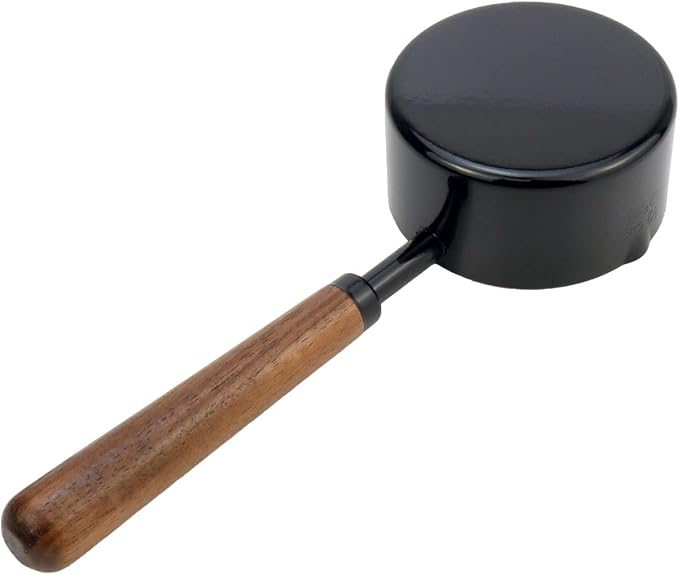 1pcs 1/2 Cup Measuring Cup with Wooden Handle Stainless Steel Measuring Scoop 125ml Measuring Spoon Black 1/2 Measuring Cups for Baking Cooking Wet and Dry Ingredients (125ml)