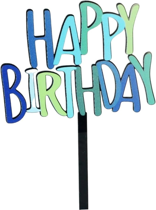 ZHENGYE Blue Happy Birthday Cake Topper Decoration For Birthday Decorations Supplies
