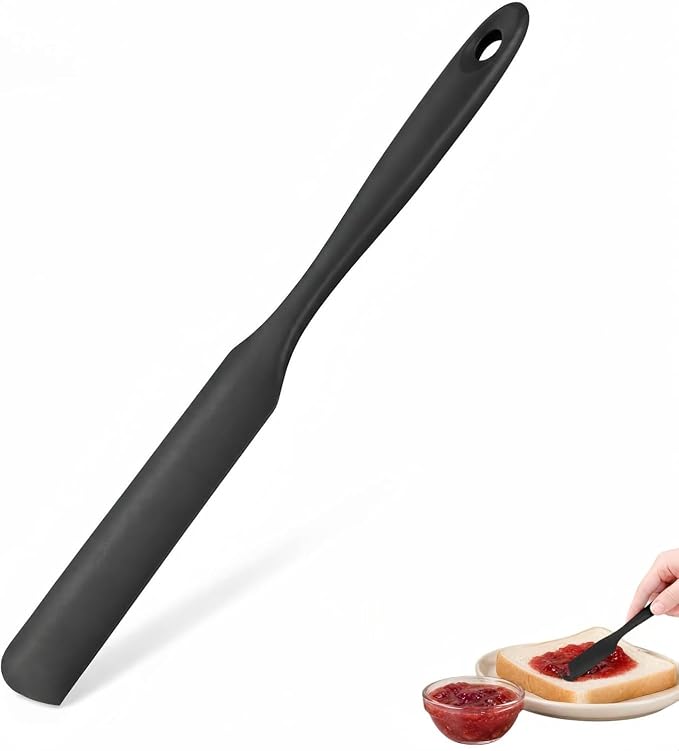 Silicone Jar Spatula, 600°F Heat Resistant Food Grade Rubber Scraper, Flexible Skinny Spatula for Jars, Blenders, Bottles, Baking, Cooking, Jam, Nut Butter, Dishwasher Safe