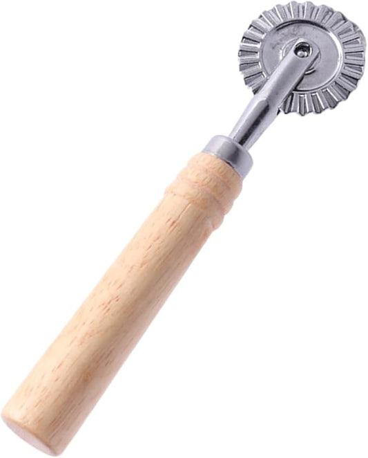Fluted Pastry Cutter Wheel with Wooden Handle,Food-Grade Zinc Alloy Ravioli Dough Cutter, Ergonomic Roller Cutter for Pizza, Dumpling, Pasta, Pie Crust Home Baking
