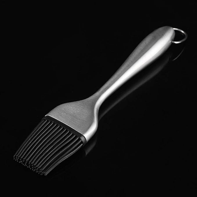 Stainless Steel BBQ Oil Brush with HeatResistant Silicone for Baking Grilling