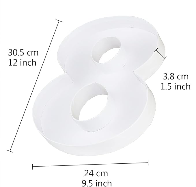 WENPACK 12.5" Fillable Cardboard Number Shaped Box With Clear Lid Birthday Treat (White, 8)