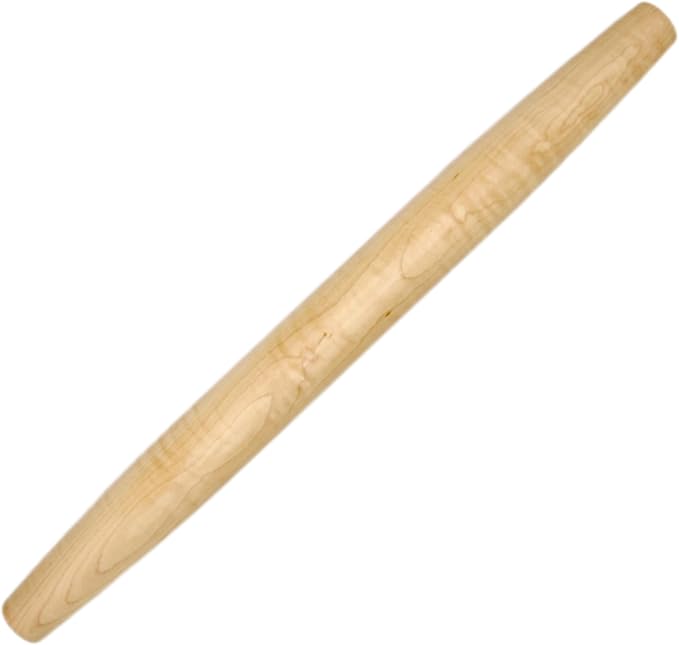 Handmade 20-Inch French Rolling Pin: Tapered Wooden Rolling Pin for Dough, Pastry, Pizza, and Tortilla. Crafted in Kentucky from Maple Wood. Perfect for Baking Enthusiasts.