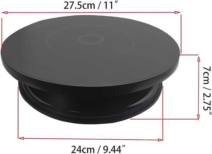 Cake Decorating Turntable 11 Inch Cake Turntable Anti-slip Rotating Cake Stand for Decorating(1pcs Black)