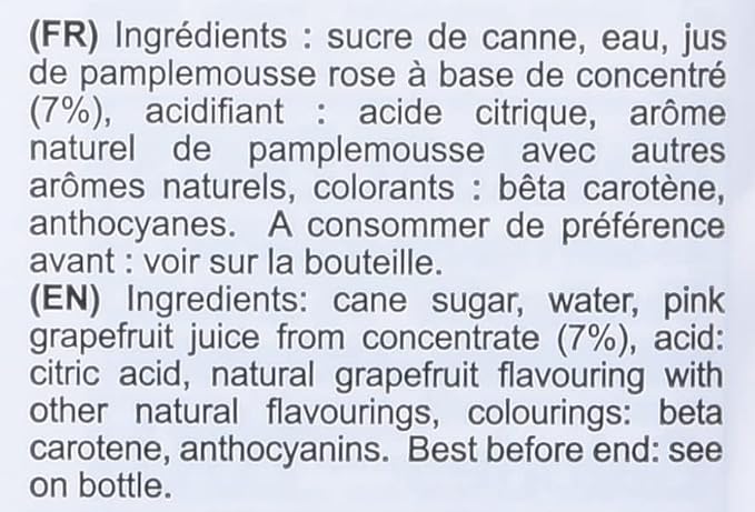 1883 Pink Grapefruit Syrup for Drinks, Made in France, 1 Liter Glass Bottle