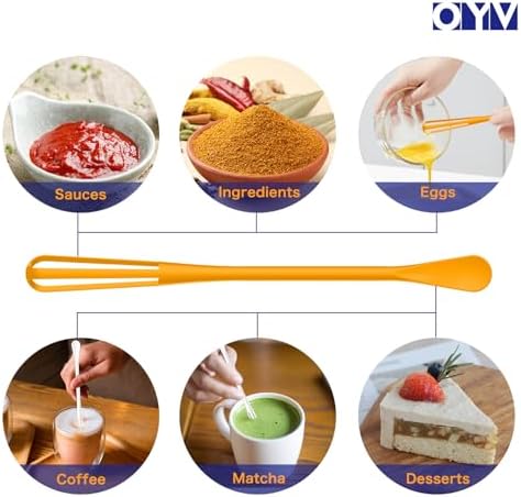OYV Whisk Bundle, Blue Silicone Whisk Set of 4 and 2-Piece Mini Wisk and Spoon Set, Dishwasher Safe Kitchen Whisks for Cooking, Baking, Mixing Sauces and Nonstick Cookware