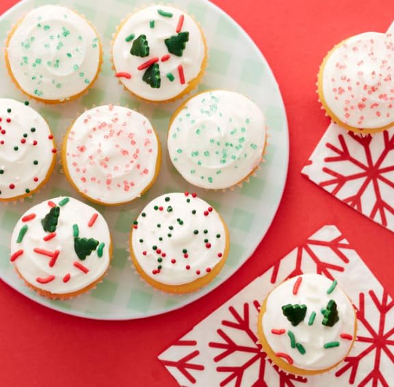 Sarah's Candy Factory Holiday Sprinkles Set 4 Count 19.3 Oz | Cake Cookies For Christmas, Party, Kosher, Green&White Sugar, Nonpareils, Red&White Sugar, Tree Mix Different Types in Jar
