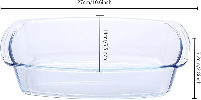 2 Pack 10Inch Glass Bread and Loaf Pan, Food Glass Molds for Baking Banana Bread, Meat Loaf, Pound Cake