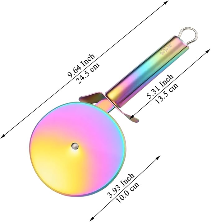 Berglander Pizza Wheel, Rainbow Titanium Plating Stainless Steel Pizza Cutter, Super Sharp Pizza Slicer With Titanium Colorful Plating, Pastry Cutter, Easy to Clean And Stored