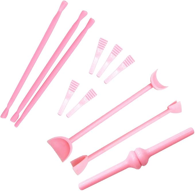 Cabilock 11-Piece Fondant Cake Carving Tools Set with Soft Flexible Tips for Detailed Pastry Sculpting Sugar Craft Lace Printing Moulds Perfect for Home Kitchen Baking