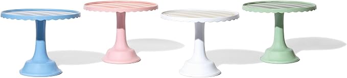 Light/Dark Blue Distressed Stripe Melamine Cake Stand for Celebrations by Emergency Confetti – Tiered Dessert Display at Birthdays, Weddings & All Gatherings – Stylish Presentation In Every Occasions