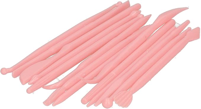 Fdit Clay Modeling Tools, 14 Pcs Double Ended PP Plastic Sculpting Kit for Cake Fondant Chocolate DIY Children Craft Educational Toys for School Home (Pink)