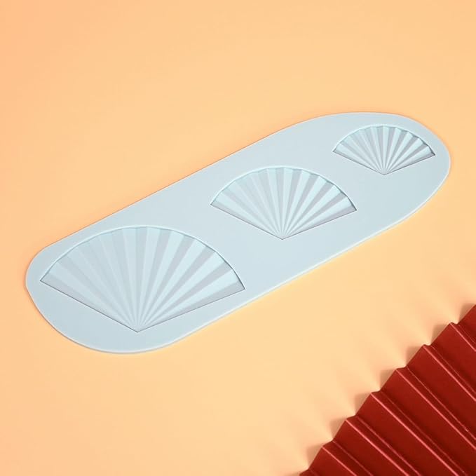 mostsom Opera Style Fan Shaped Lace Silicone Mold Wedding Cake Border Decoration Fondant Cake Surround Food Grade Mat Baking Mold (A_ Fan)