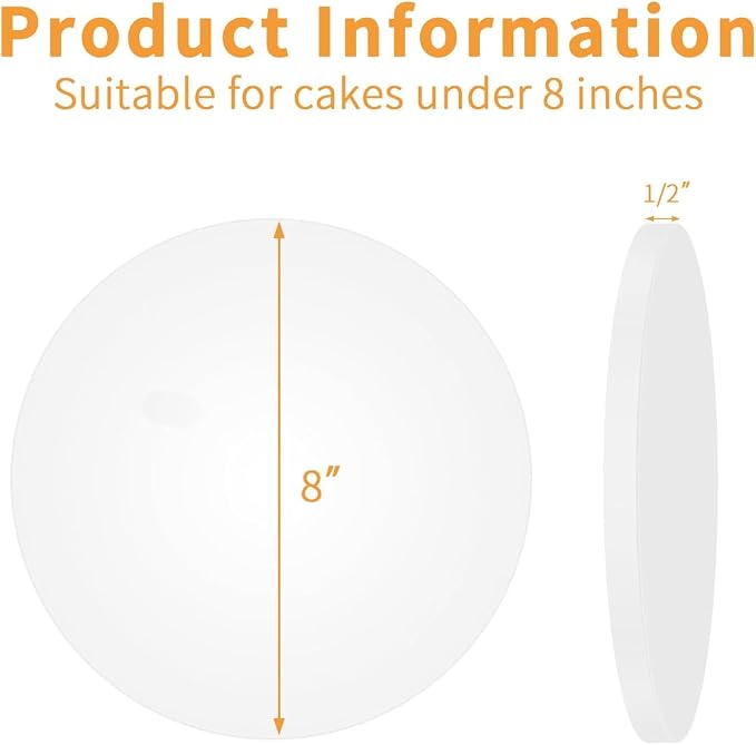 5Pcs Cake Drums 8 Inch,Cake Boards 8 Inch Round, 1/2" Thick Cardboard, Sturdy Circle, Base para Pastel Cardboard Base White Cake Boards for Wedding (8inch/5pcs)