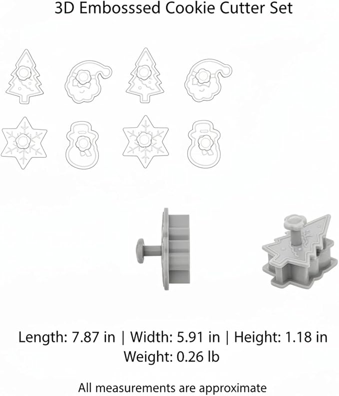 Essential Baking Tool: 3D Embossed Cookie Cutter Set, 4-Piece PP Plastic Cut and Stamp Tool Kit