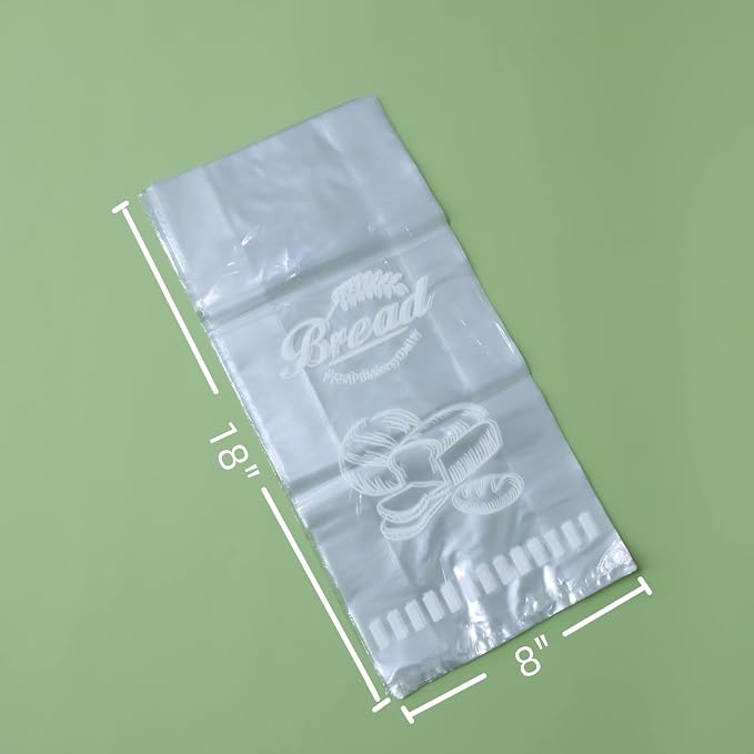 Plastic Bread Bags With Ties, Clear Loaf Bags for Homemade Bread, Sourdough and Bakery Food - 8” x 4” x 18” (100)