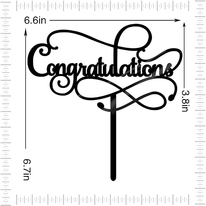 Congratulations Cake Topper,Congratulations 2026 Graduation Cake Topper,Graduation, Wedding, Retirement, Birthday, Anniversary, Celebration Party Decorations Supplies (Acrylic Black)