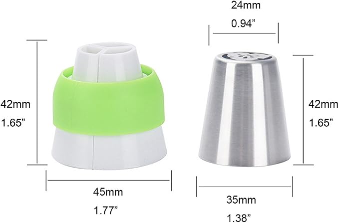 Russian Piping Tips 26 pcs-14 icing Nozzel (2 leaf Tips)+10 Baking Pastry Bags+2 Couplers Frosting Tips Set (26 pcs)