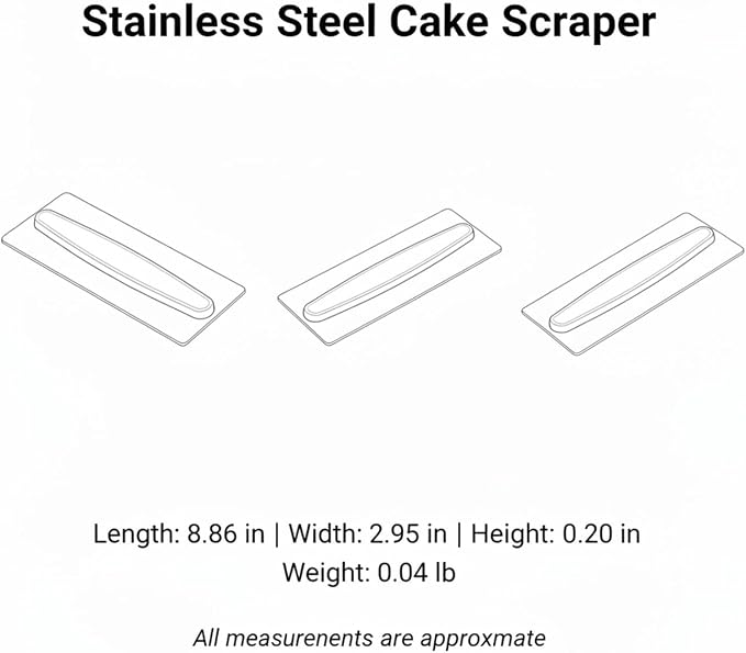 Wedding and Birthday Cake Decorating, Metal Icing Smoother Scraper, 10.8 Inch Rigid Blade for Smooth Frosting (1 Piece)